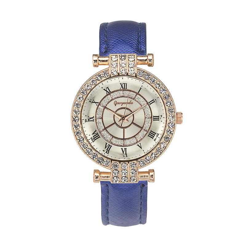 Läderband Damarmbandsur Casual Style Crystal Quartz Watch