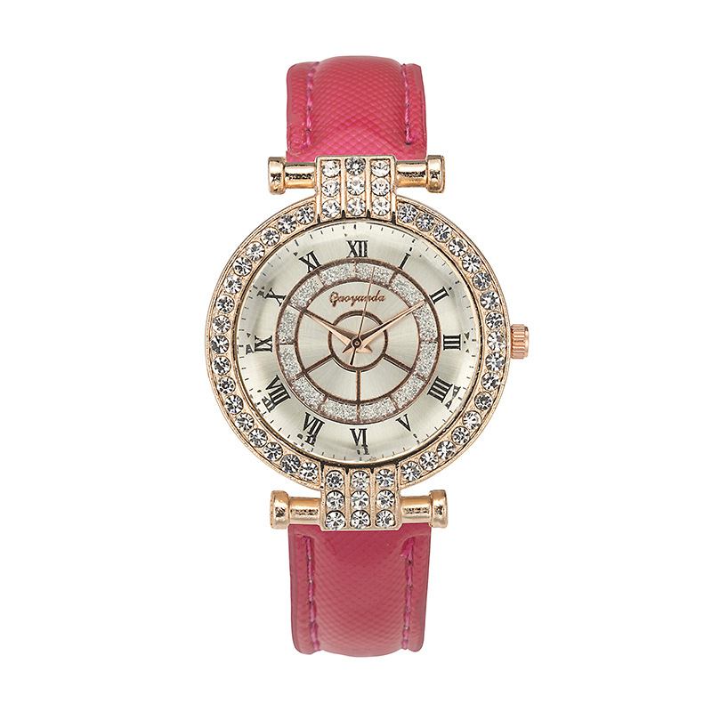 Läderband Damarmbandsur Casual Style Crystal Quartz Watch