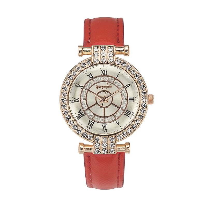 Läderband Damarmbandsur Casual Style Crystal Quartz Watch