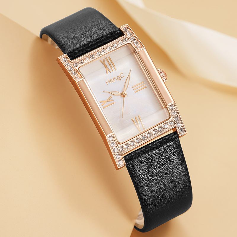 Mode Casual Elegant Rhinestone Dekoration Lysande Display Liv Vattentät Kvinnor Quartz Watch