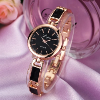 Rostfritt Stål Rhinestone Dam Armband Watch Elegant Design Quartz Watch