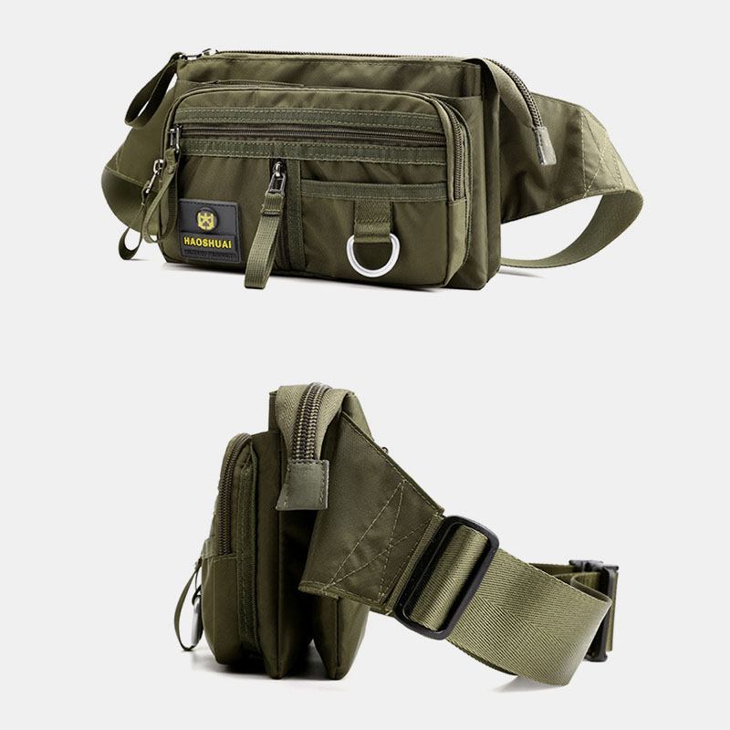 Herr Nylon Flerlagers Bröstväska Med Stor Kapacitet Multi-pocket Anti-stöld Midjeväska Crossbody Axelväska