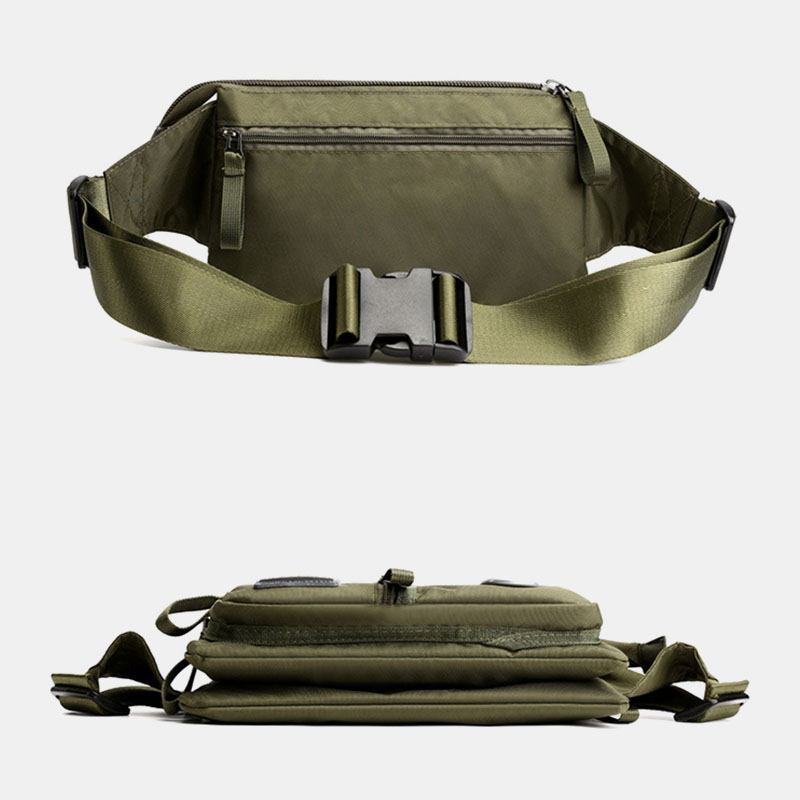 Herr Nylon Flerlagers Bröstväska Med Stor Kapacitet Multi-pocket Anti-stöld Midjeväska Crossbody Axelväska