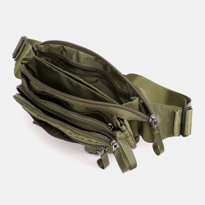 Herr Nylon Flerlagers Bröstväska Med Stor Kapacitet Multi-pocket Anti-stöld Midjeväska Crossbody Axelväska