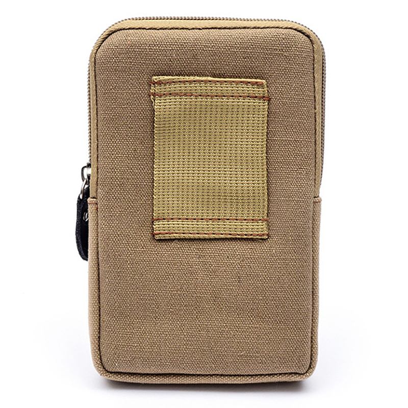 Män Canvas & Läder Bälte Telefonväska Midjeväska Outdoor Crossbody Bag För 5.5 I Telefoner