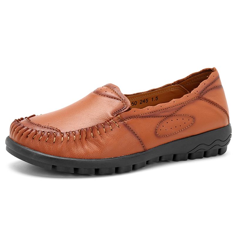 Äkta Läder Dam Casual Flat Loafers