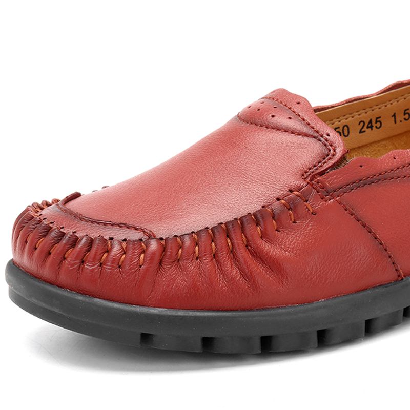 Äkta Läder Dam Casual Flat Loafers