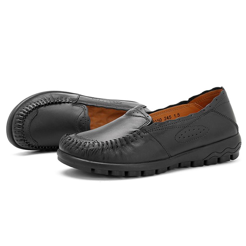 Äkta Läder Dam Casual Flat Loafers