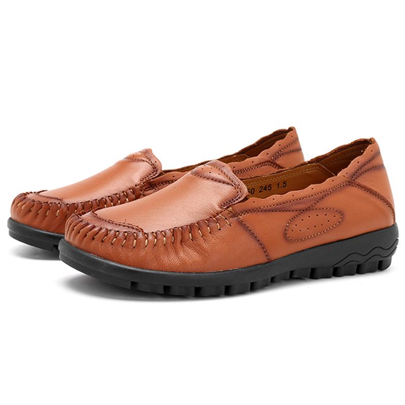 Äkta Läder Dam Casual Flat Loafers