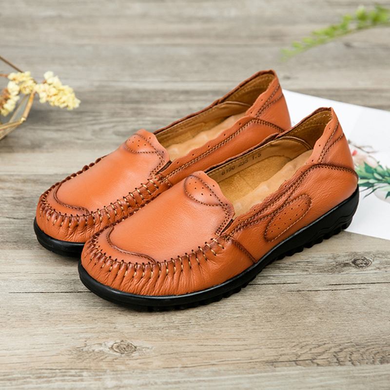 Äkta Läder Dam Casual Flat Loafers