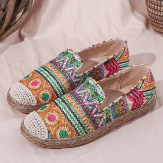 Bohemian Pattern Hollow Out Mesh-tyg Bärbar Slip On Casual Espadrille Flat Shoes