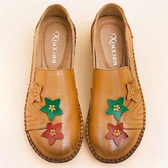 Casual Soft Star Flat Leather Loafers För Kvinnor