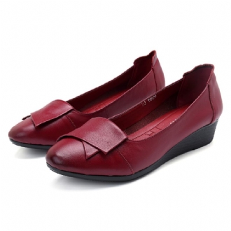 Dam Bekväma Mjuka Läder Flats Loafers