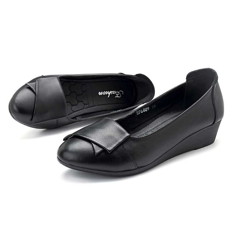 Dam Bekväma Mjuka Läder Flats Loafers