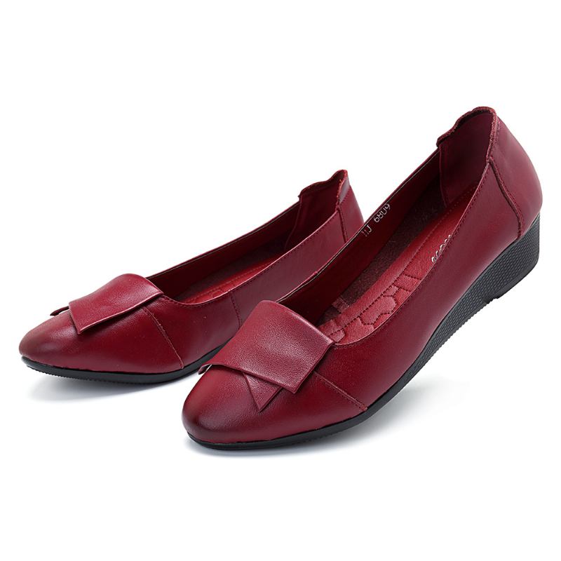 Dam Bekväma Mjuka Läder Flats Loafers