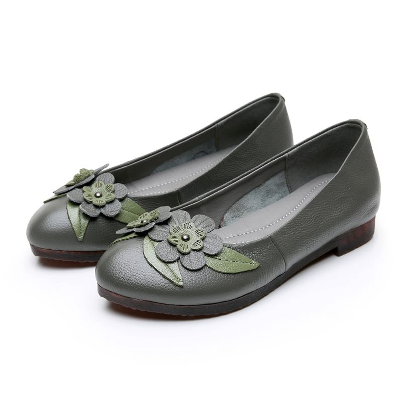 Dam Blommor Decor Sole Mjuk Läder Loafers