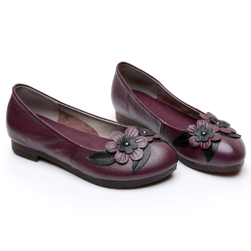 Dam Blommor Decor Sole Mjuk Läder Loafers