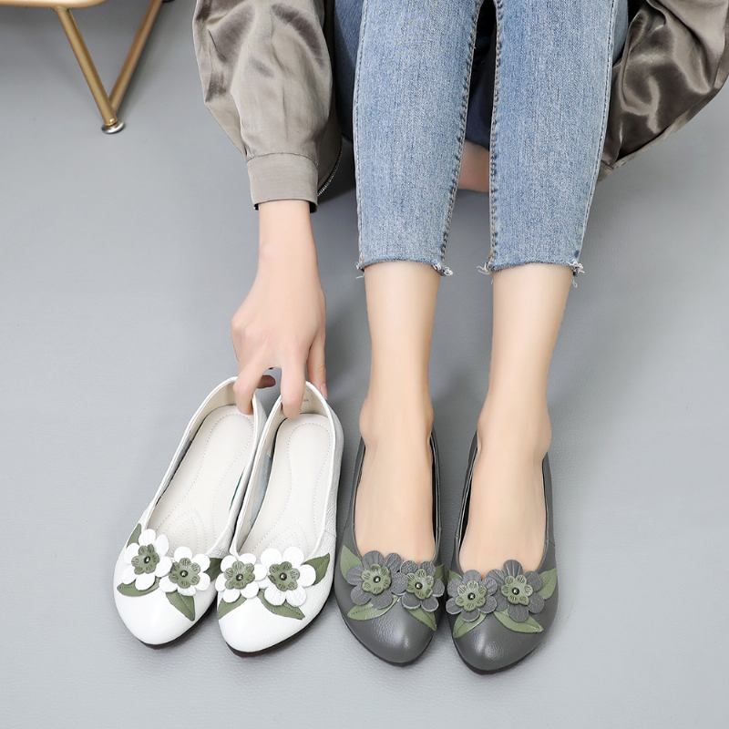 Dam Blommor Decor Sole Mjuk Läder Loafers