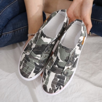 Dam Camouflage Canvas Wide Fit Bärbara Casual Flats