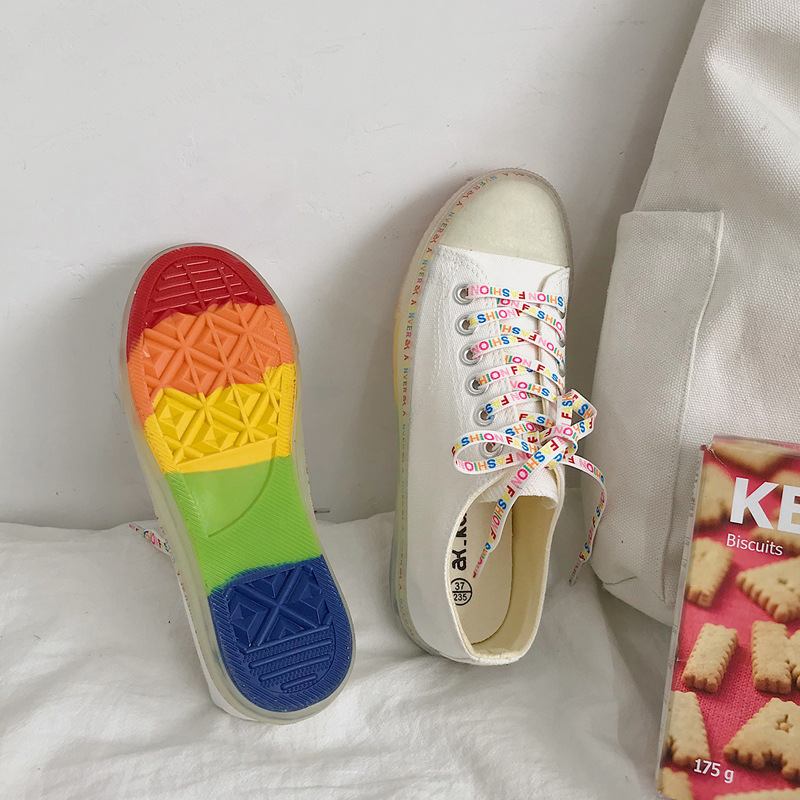 Dam Canvas Low Top Rainbow Sole Casual Student Flats