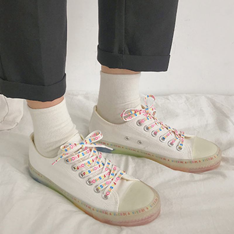 Dam Canvas Low Top Rainbow Sole Casual Student Flats