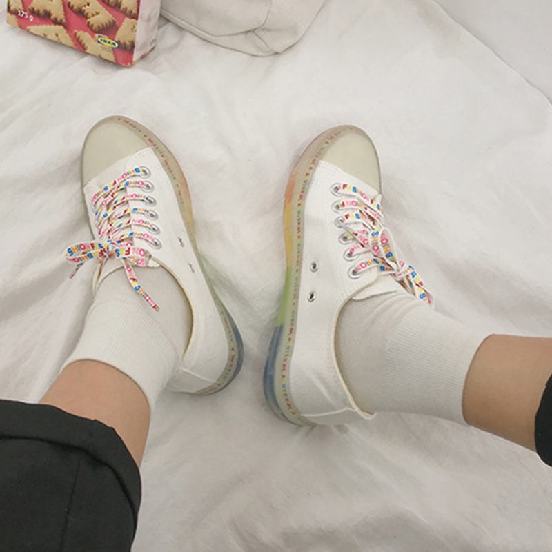 Dam Canvas Low Top Rainbow Sole Casual Student Flats