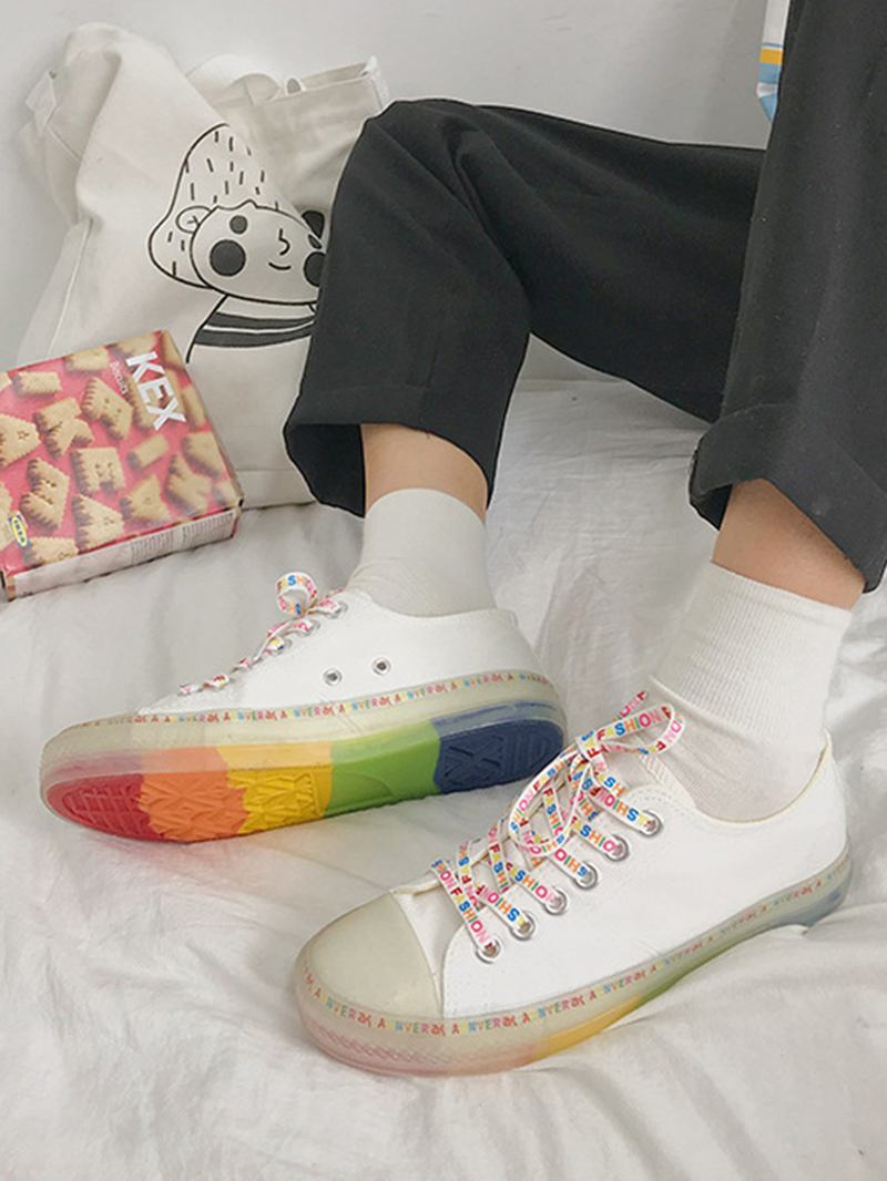 Dam Canvas Low Top Rainbow Sole Casual Student Flats