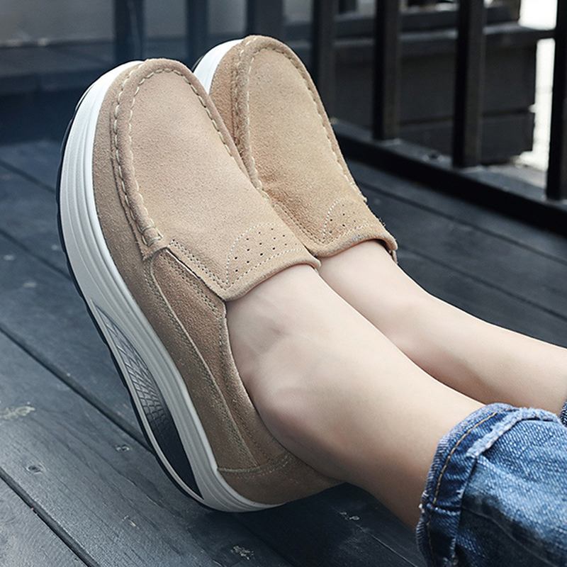 Dam Leather Rocker Sole Casual Loafers