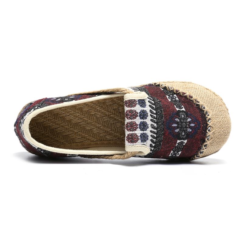 Dam Linnehalmmönster Casual Slip On Espadrille Flat Loafers