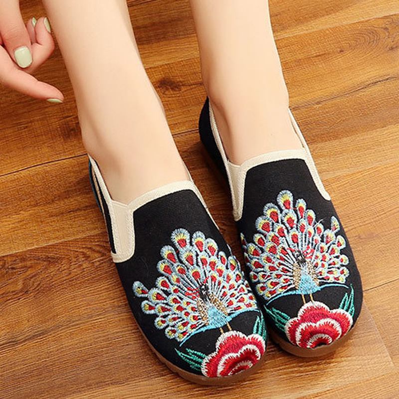 Dam Loafers Blommor Slip On Flat Casual Shoes