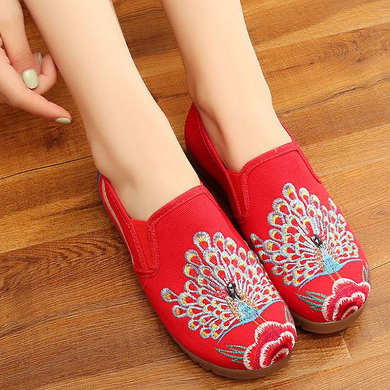 Dam Loafers Blommor Slip On Flat Casual Shoes