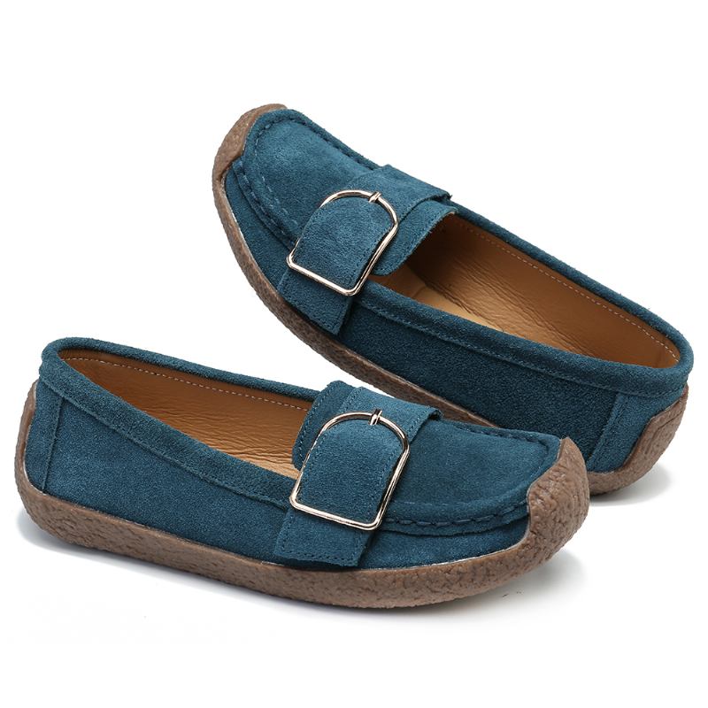 Dam Metalldekor Mocka Halkfri Mjuk Sula Casual Flats Loafers