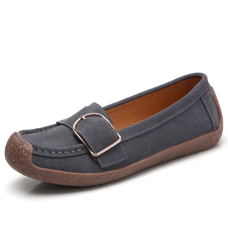 Dam Metalldekor Mocka Halkfri Mjuk Sula Casual Flats Loafers