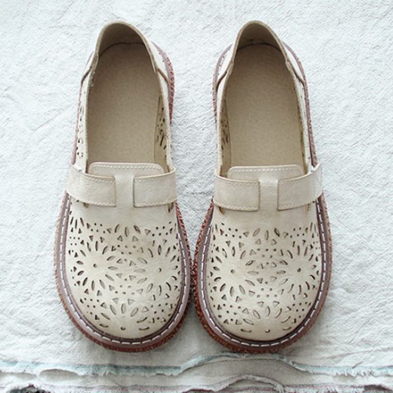 Dam Retro Casual Slip On Rund Tå Andas Slitstarka Loafers Skor