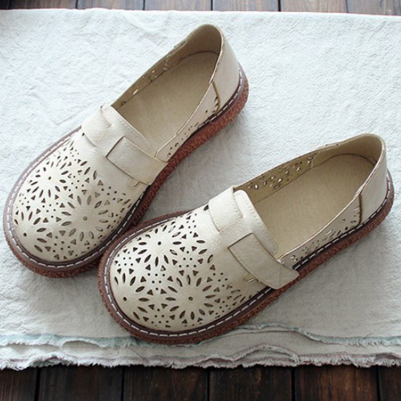 Dam Retro Casual Slip On Rund Tå Andas Slitstarka Loafers Skor