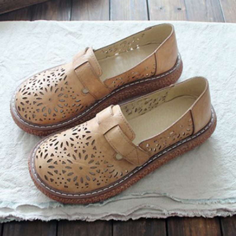 Dam Retro Casual Slip On Rund Tå Andas Slitstarka Loafers Skor