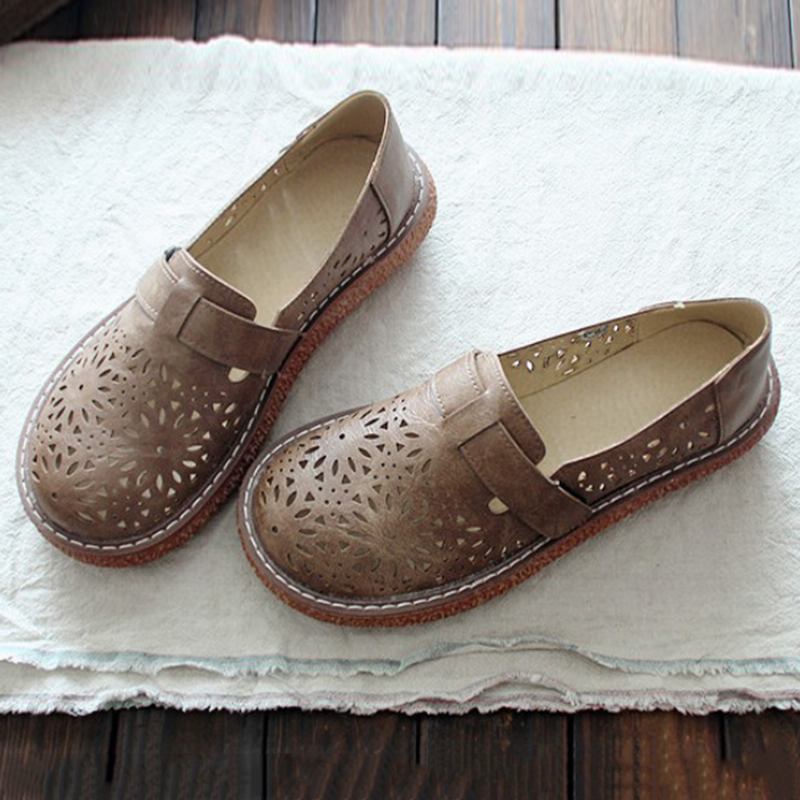 Dam Retro Casual Slip On Rund Tå Andas Slitstarka Loafers Skor