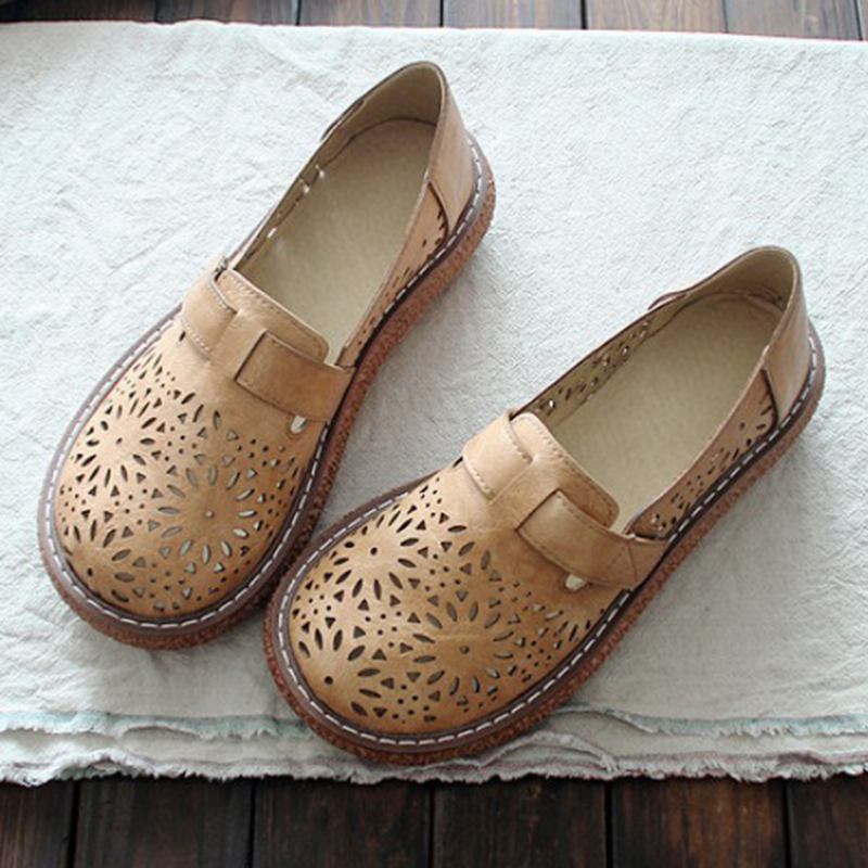 Dam Retro Casual Slip On Rund Tå Andas Slitstarka Loafers Skor