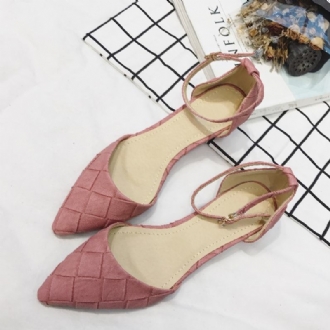 Dam Spetsad Tå Chic Ankel Spänne Strap D'orsay Flats