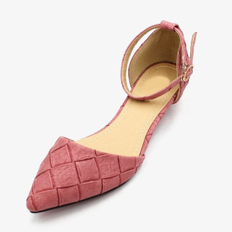 Dam Spetsad Tå Chic Ankel Spänne Strap D'orsay Flats