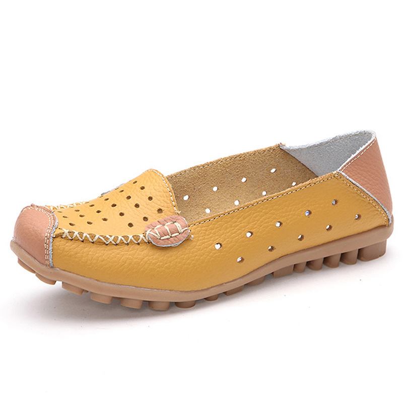 Damer I Äkta Läder Casual Flat Shoes Slip-on Fritidsskor Andas Balettskor