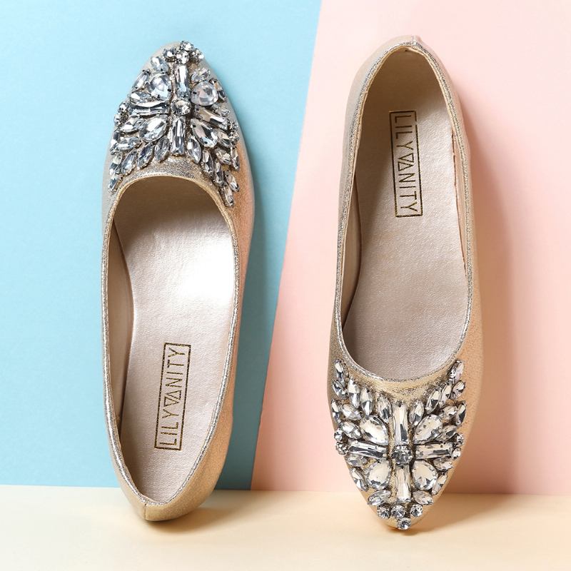 Damer Sweet Rhinestone Damer Lättvikts Rhinestone Dressy Flats