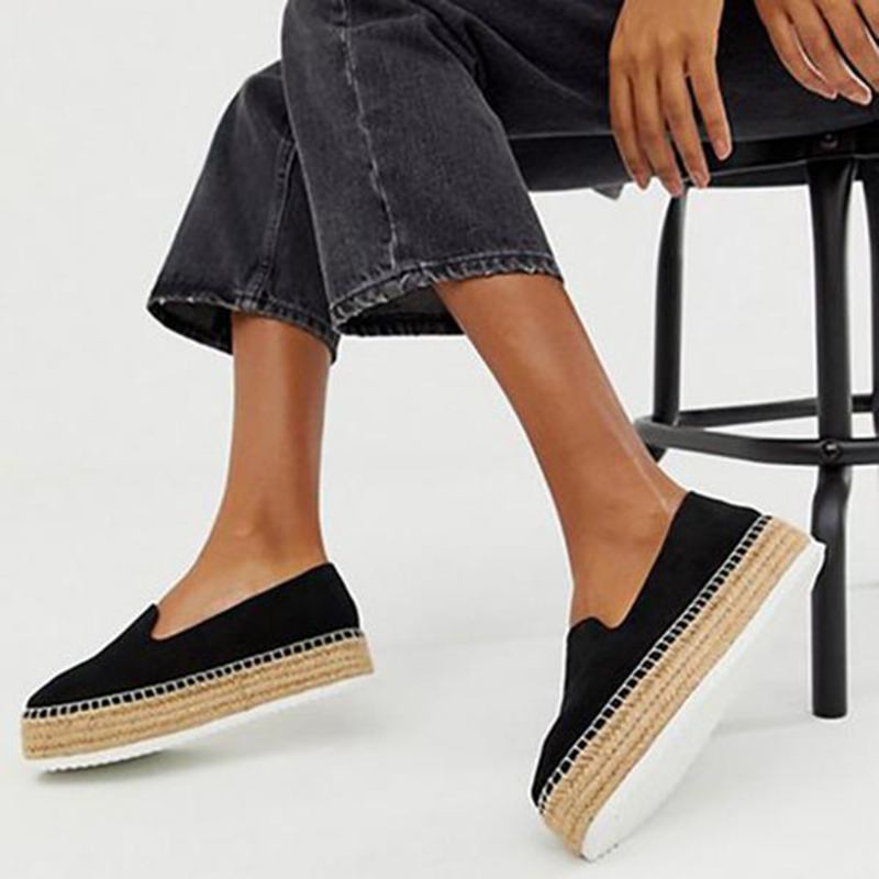 Dammocka Espadrilles Halmflätade Plattformsloafers