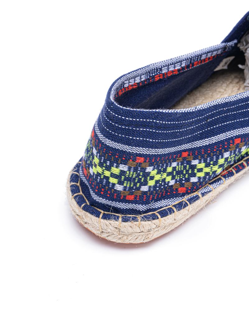 Etnisk Skarvning Färgglatt Randigt Linne Andas Slip On Casual Espadrille Platta Skor