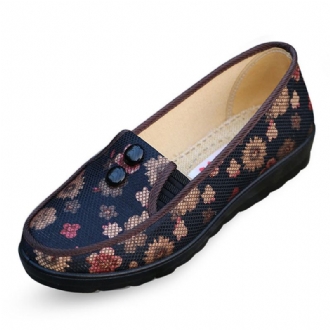 Floral Mesh Andas Slip On Flat Shoes Rund Tå Mjuk Sula Flats