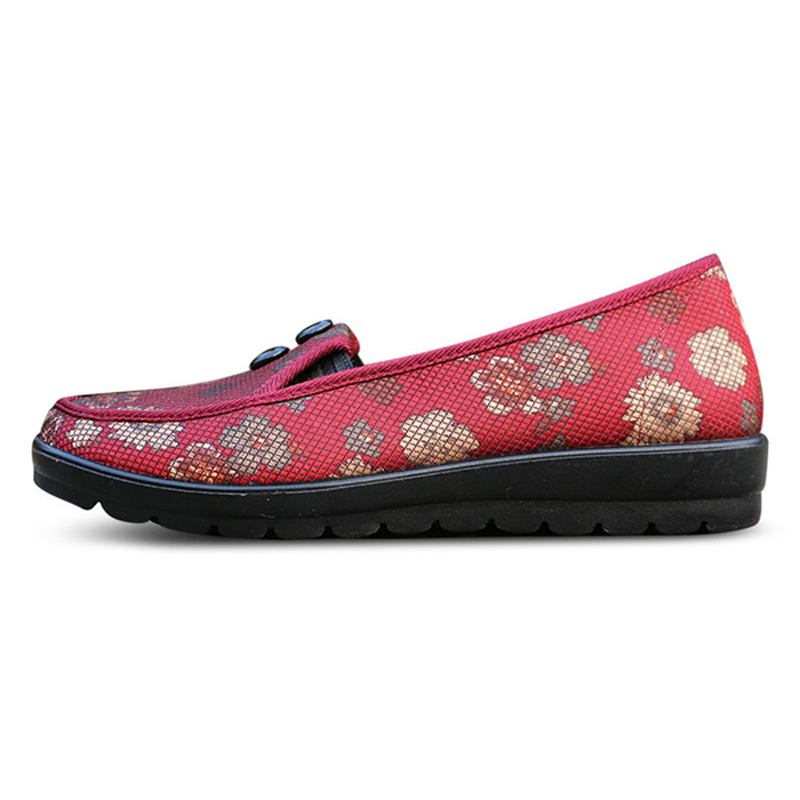 Floral Mesh Andas Slip On Flat Shoes Rund Tå Mjuk Sula Flats