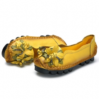 Handgjorda Blommor Loafers I Äkta Läder