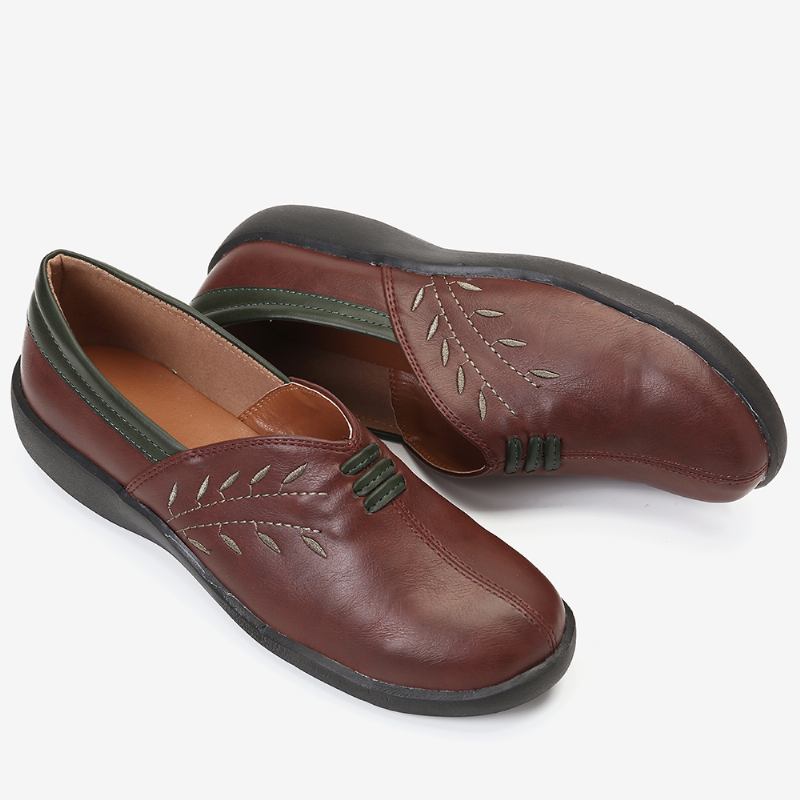 Kvinnor Blommönster Casual Mjukt Läder Walking Loafers