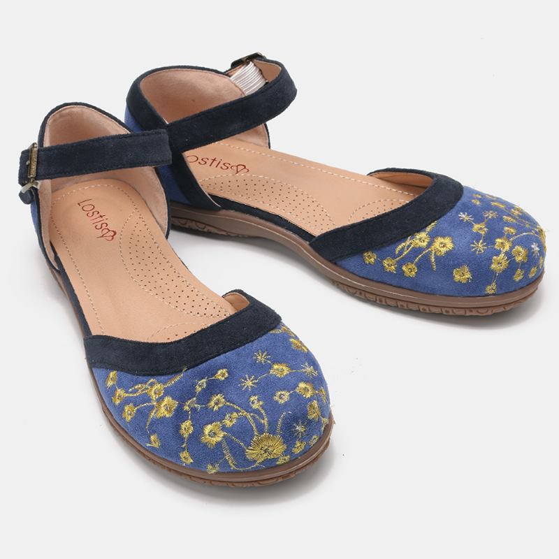 Kvinnor Blomsterbroderi Mjuk Sula Halksäker Casual Flats