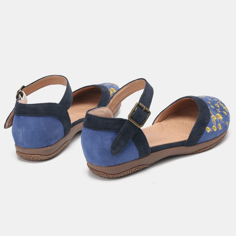 Kvinnor Blomsterbroderi Mjuk Sula Halksäker Casual Flats